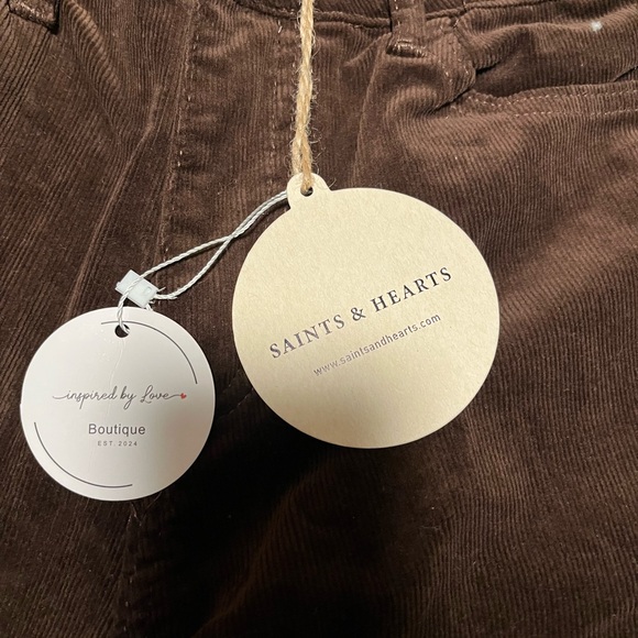 Saints & Hearts Brown Corduroy Pants size Large NWT with defect see pictures - Picture 2 of 13